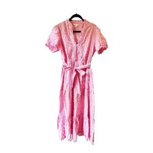 London Times Pink and White striped MAXI dress sz 14